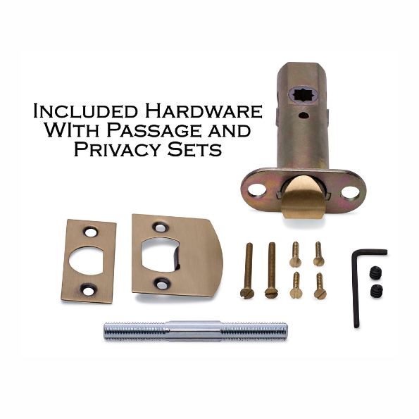 Door Hardware including face and strike plate, backset latch and mounting hardware