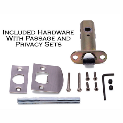 Door Hardware including face and strike plate, backset latch and mounting hardware