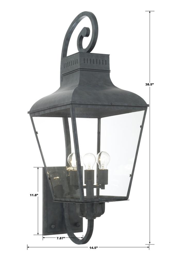 ##Antique Hardware## Dumont 4 Light Graphite Outdoor Sconce