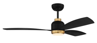 Antique Hardware 52" Donovan, Flat Black/Satin Brass finish, Flat black Blades, Light kit Included (Optional) Ceiling Fan