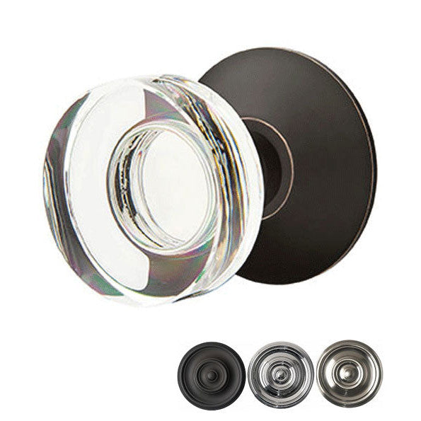 ##Antique Hardware## Modern Disc Crystal Door Knob Set With Modern Rosette (Several Finish Options)