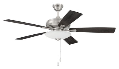 Antique Hardware 52" Eos 3 Light Bowl in Brushed Polished Nickel w/ Brushed Nickel/Greywood Blades Ceiling Fan