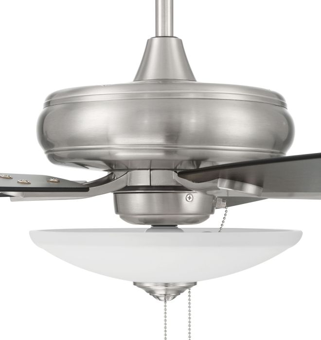 Antique Hardware 52" Eos 3 Light Bowl in Brushed Polished Nickel w/ Brushed Nickel/Greywood Blades Ceiling Fan