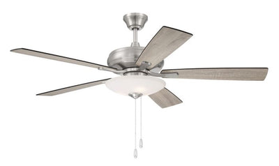 Antique Hardware 52" Eos 3 Light Bowl in Brushed Polished Nickel w/ Driftwood/Walnut Blades Ceiling Fan