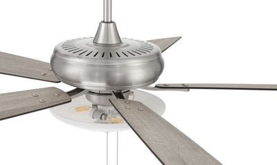 Antique Hardware 52" Eos 3 Light Bowl in Brushed Polished Nickel w/ Driftwood/Walnut Blades Ceiling Fan