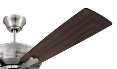 Antique Hardware 52" Eos 3 Light Bowl in Brushed Polished Nickel w/ Driftwood/Walnut Blades Ceiling Fan