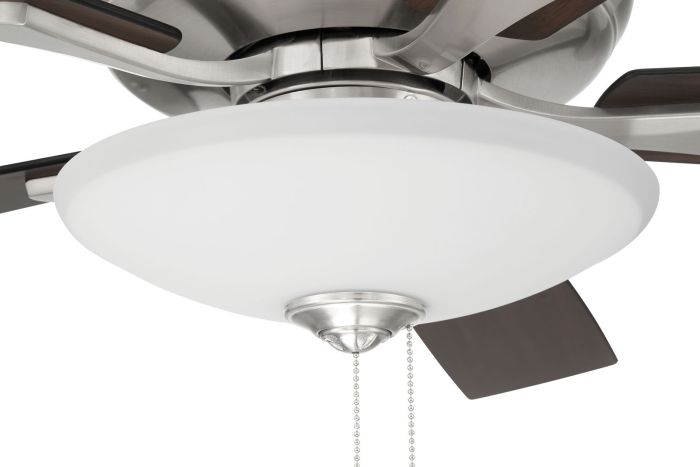 Antique Hardware 52" Eos 3 Light Bowl in Brushed Polished Nickel w/ Driftwood/Walnut Blades Ceiling Fan