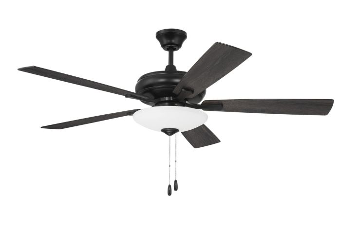 Antique Hardware 52" Eos 3 Light Bowl in Flat Black w/ Flat Black/Greywood Blades Ceiling Fan