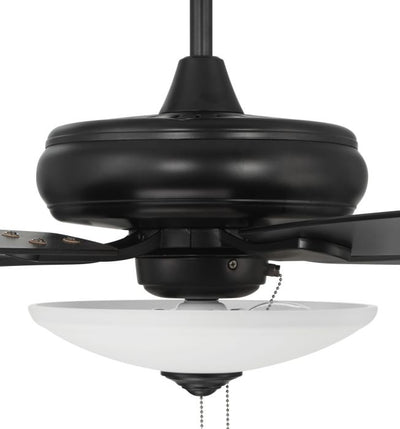 Antique Hardware 52" Eos 3 Light Bowl in Flat Black w/ Flat Black/Greywood Blades Ceiling Fan