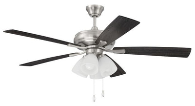 Antique Hardware 52" Eos Frost 4 Light in Brushed Polished Nickel w/ Brushed Nickel/Greywood Blades Ceiling Fan