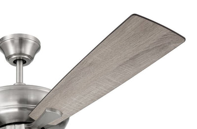 Antique Hardware 52" Eos Frost 4 Light in Brushed Polished Nickel w/ Driftwood/Walnut Blades Ceiling Fan