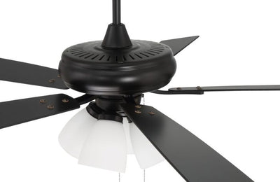 Antique Hardware 52" Eos Frost 4 Light in Flat Black w/ Flat Black/Greywood Blades Ceiling Fan