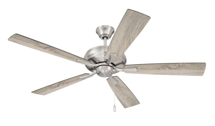 Antique Hardware 52" Eos in Brushed Polished Nickel w/ Driftwood/Walnut Blades Ceiling Fan