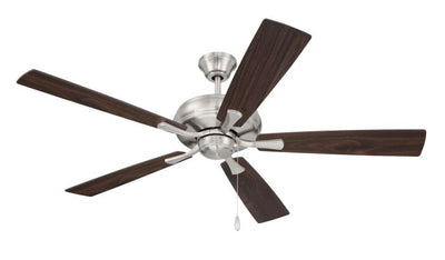 Antique Hardware 52" Eos in Brushed Polished Nickel w/ Driftwood/Walnut Blades Ceiling Fan