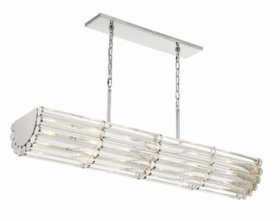 ##Antique Hardware## Libby Langdon Elliot 6 Light Polished Nickel Linear Chandelier