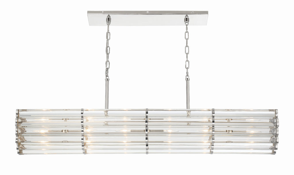 ##Antique Hardware## Libby Langdon Elliot 6 Light Polished Nickel Linear Chandelier