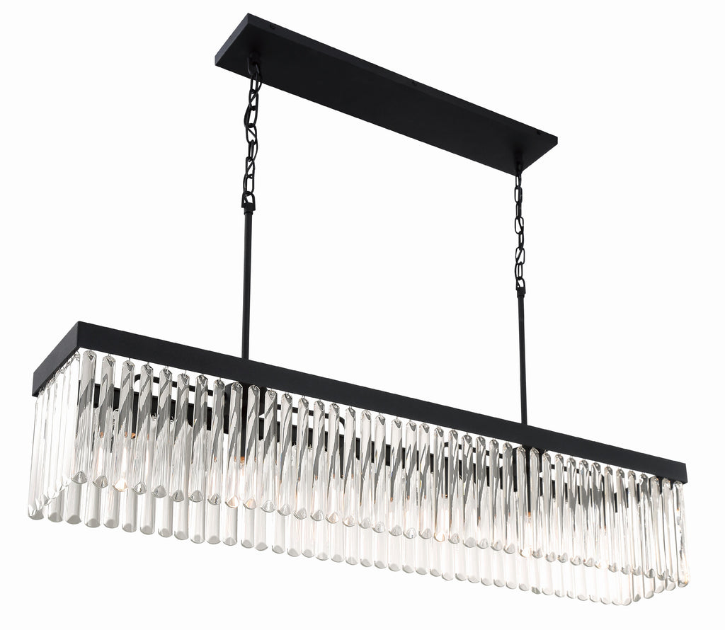 ##Antique Hardware## Emory 6 Light Black Forged Linear Chandelier