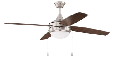 Antique Hardware 52" Phaze Energy Star 4 in Brushed Polished Nickel w/ Walnut/Dark Oak Blades Ceiling Fan