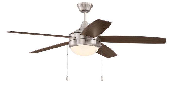 Antique Hardware 52" Phaze Energy Star 5 in Brushed Polished Nickel w/ Walnut/Dark Oak Blades Ceiling Fan