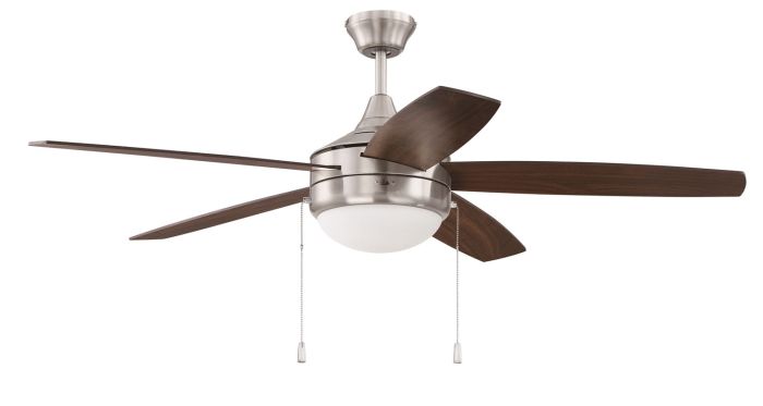 Antique Hardware 52" Phaze Energy Star 5 in Brushed Polished Nickel w/ Walnut/Dark Oak Blades Ceiling Fan