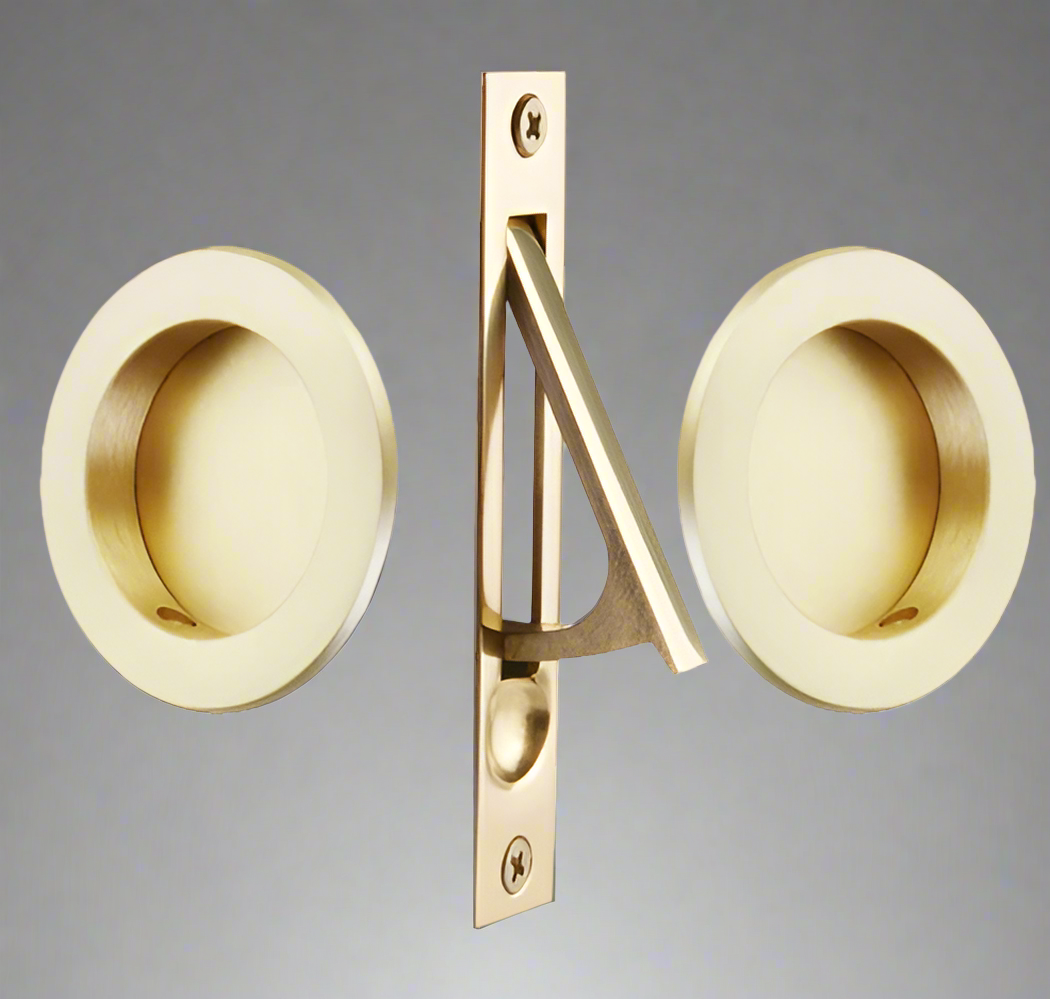 Solid Brass Round Pocket Door Pull Set