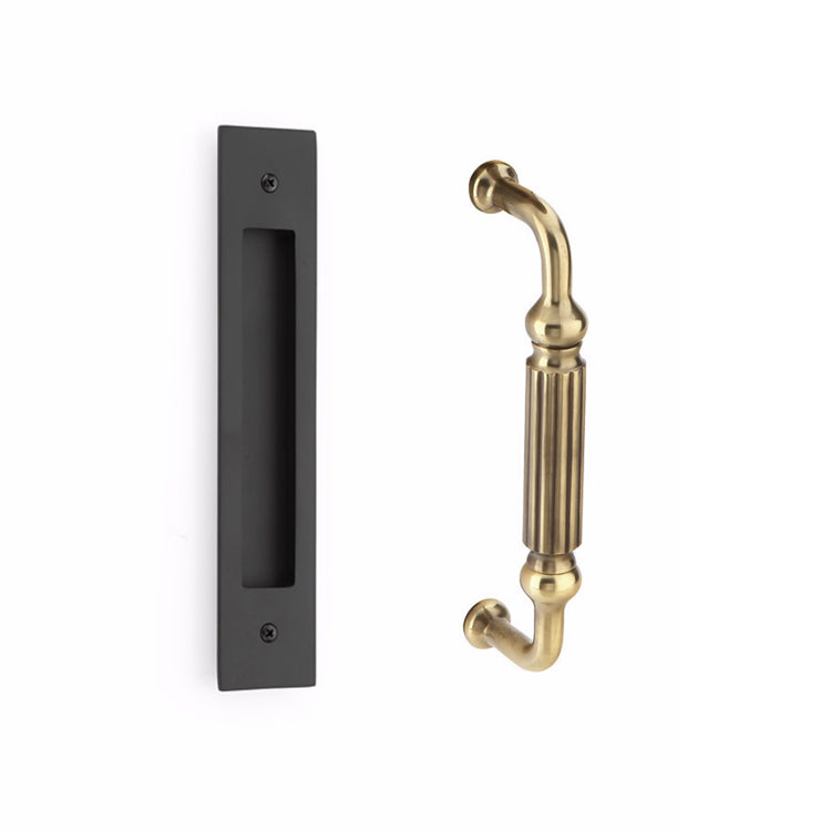 10 Inch Solid Brass Modern Rectangular Knoxville Door Pull Set