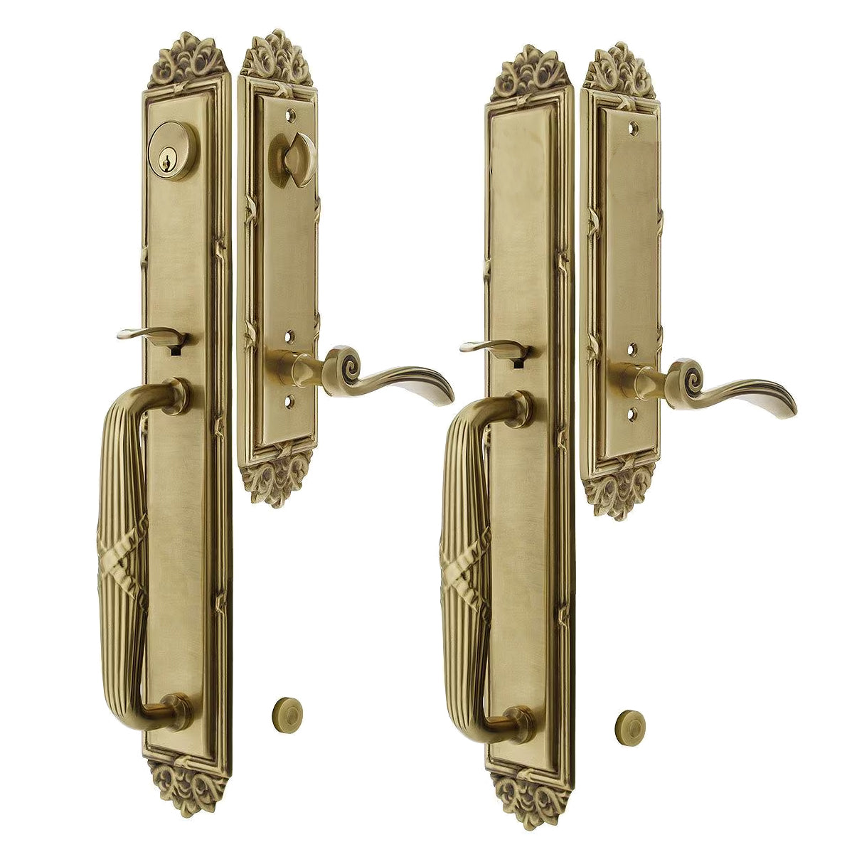 その他 two face solid brass Solid Brass Imperial Style Double Door Entryway Set – Antique