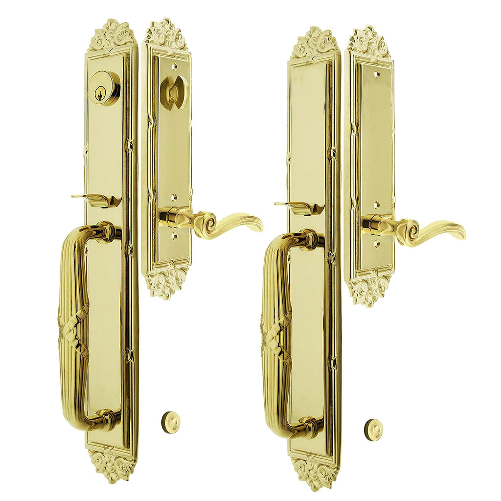 Antique Hardware Solid Brass Imperial Style Double Door Entryway Set