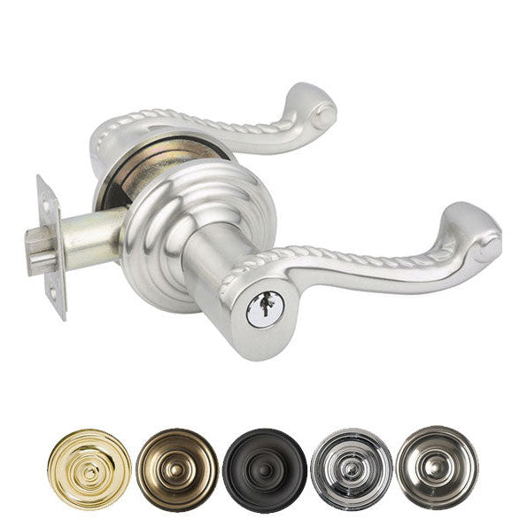 ##Antique Hardware## Solid Brass Rope Key In Door Lever with Regular Rosette (Several Finish Options)