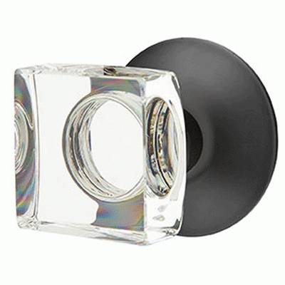 ##Antique Hardware## Modern Square Crystal Door Knob Set With Modern Rosette (Several Finish Options)