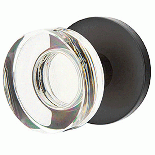 ##Antique Hardware## Modern Disc Crystal Door Knob Set With Disk Rosette (Several Finish Options)