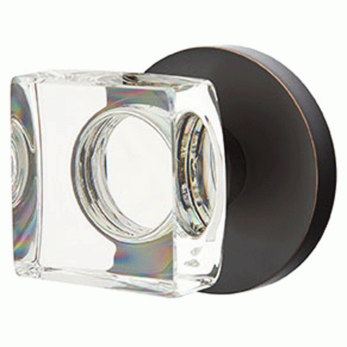 ##Antique Hardware## Modern Square Crystal Door Knob Set With Disk Rosette (Several Finish Options)