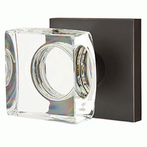 ##Antique Hardware## Modern Square Crystal Door Knob Set With Square Rosette (Several Finish Options)