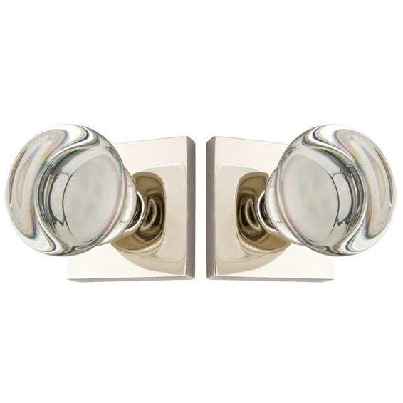 ##Antique Hardware## Round Crystal Door Knob Set with Square Rosette (Several Finish Options)