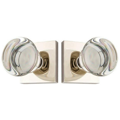 ##Antique Hardware## Round Crystal Door Knob Set with Square Rosette (Several Finish Options)