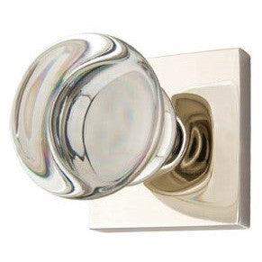 ##Antique Hardware## Round Crystal Door Knob Set with Square Rosette (Several Finish Options)