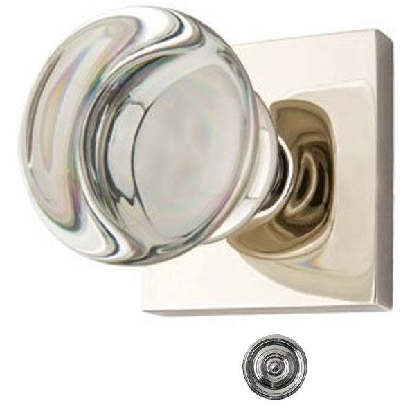 ##Antique Hardware## Round Crystal Door Knob Set with Square Rosette (Several Finish Options)