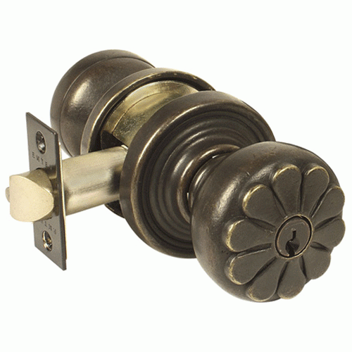 Antique Hardware Emtek Solid Brass Key In Petal Door Knob Set With Round Rosette EMTEK DOOR KNOB