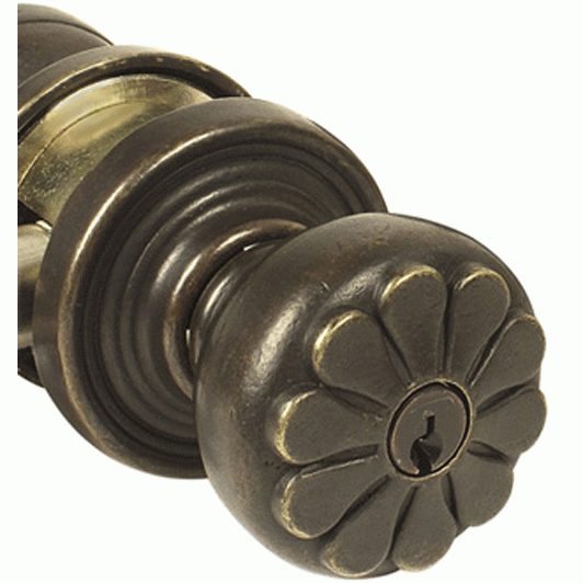 Antique Hardware Emtek Solid Brass Key In Petal Door Knob Set With Round Rosette EMTEK DOOR KNOB