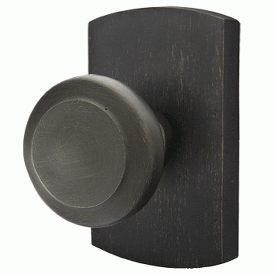 ##Antique Hardware## Solid Brass Sandcast Butte Door Knob Set With Rounded Rectangular Rosette (Several Finish Options)