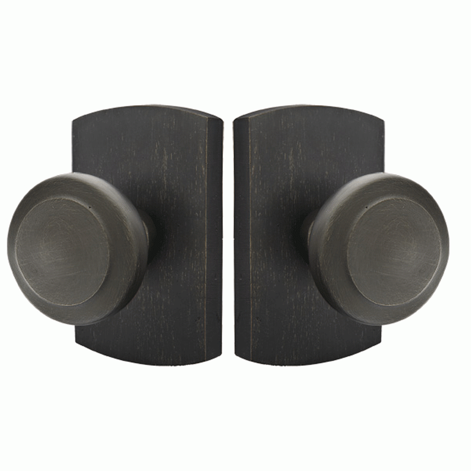 ##Antique Hardware## Solid Brass Sandcast Butte Door Knob Set With Rounded Rectangular Rosette (Several Finish Options)