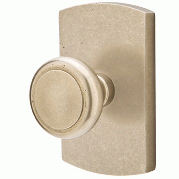 ##Antique Hardware## Solid Brass Sandcast Butte Door Knob Set With Rounded Rectangular Rosette (Several Finish Options)