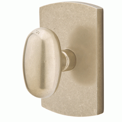 Antique Hardware Emtek Solid Brass Sandcast Egg Door Knob Set With Rounded Rectangular Rosette (Several Finish Options) EMTEK DOOR KNOB