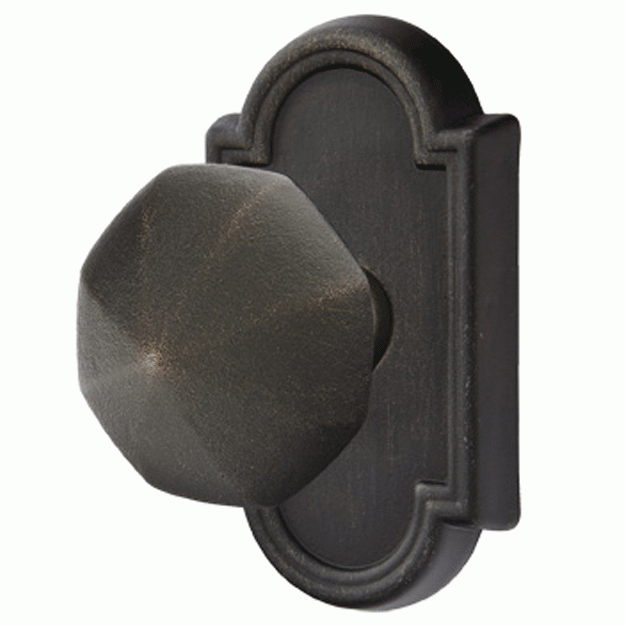 ##Antique Hardware## Solid Brass Lost Wax Octagon Door Knob Set With Beveled Arched Rosette (Several Finish Options)