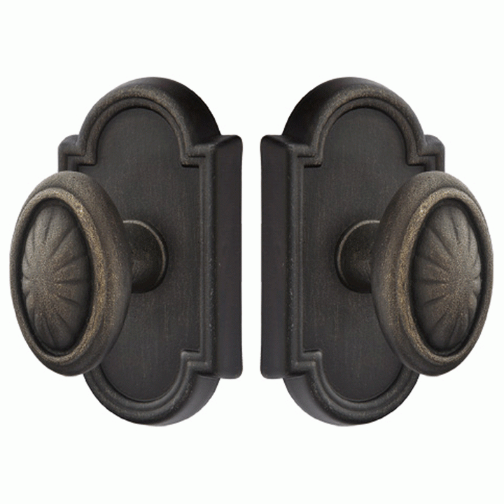 ##Antique Hardware## Solid Brass Lost Wax Parma Door Knob Set With Beveled Arched Rosette (Several Finish Options)