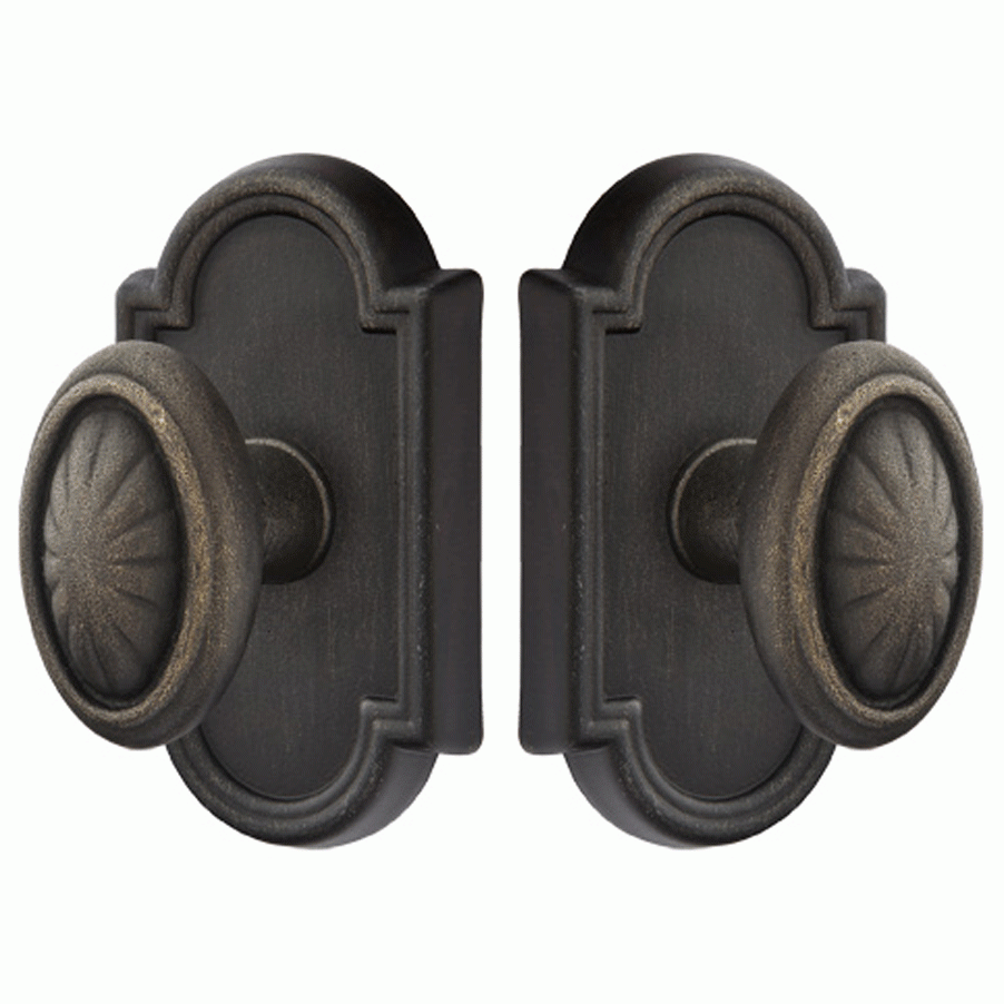 ##Antique Hardware## Solid Brass Lost Wax Parma Door Knob Set With Beveled Arched Rosette (Several Finish Options)