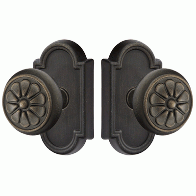 ##Antique Hardware## Solid Brass Lost Wax Petal Door Knob Set With Beveled Arched Rosette (Several Finish Options)