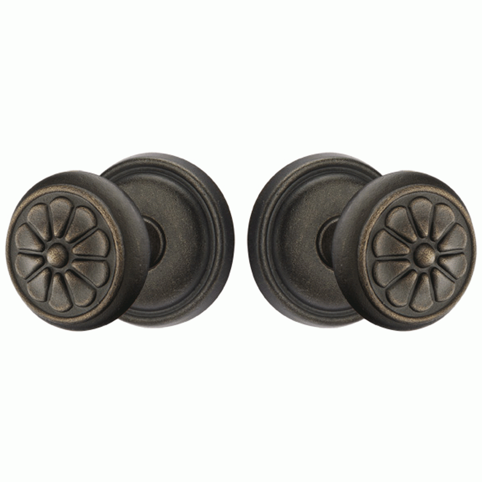 ##Antique Hardware## Solid Brass Lost Wax Petal Door Knob Set With Round Rosette (Several Finish Options)