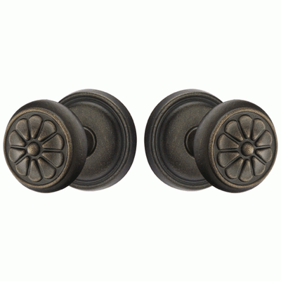 ##Antique Hardware## Solid Brass Lost Wax Petal Door Knob Set With Round Rosette (Several Finish Options)