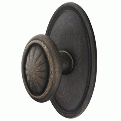 ##Antique Hardware## Solid Brass Lost Wax Parma Door Knob Set With Oval Rosette (Several Finish Options)